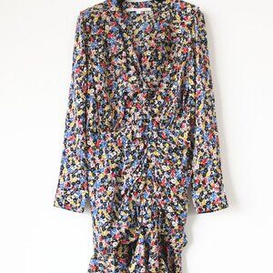 Veronica Beard Floral Print Mini Sik Dress